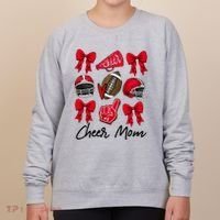 Football Coquette Bow Cheer Mom Red Women's Sweatshirt thumb 0