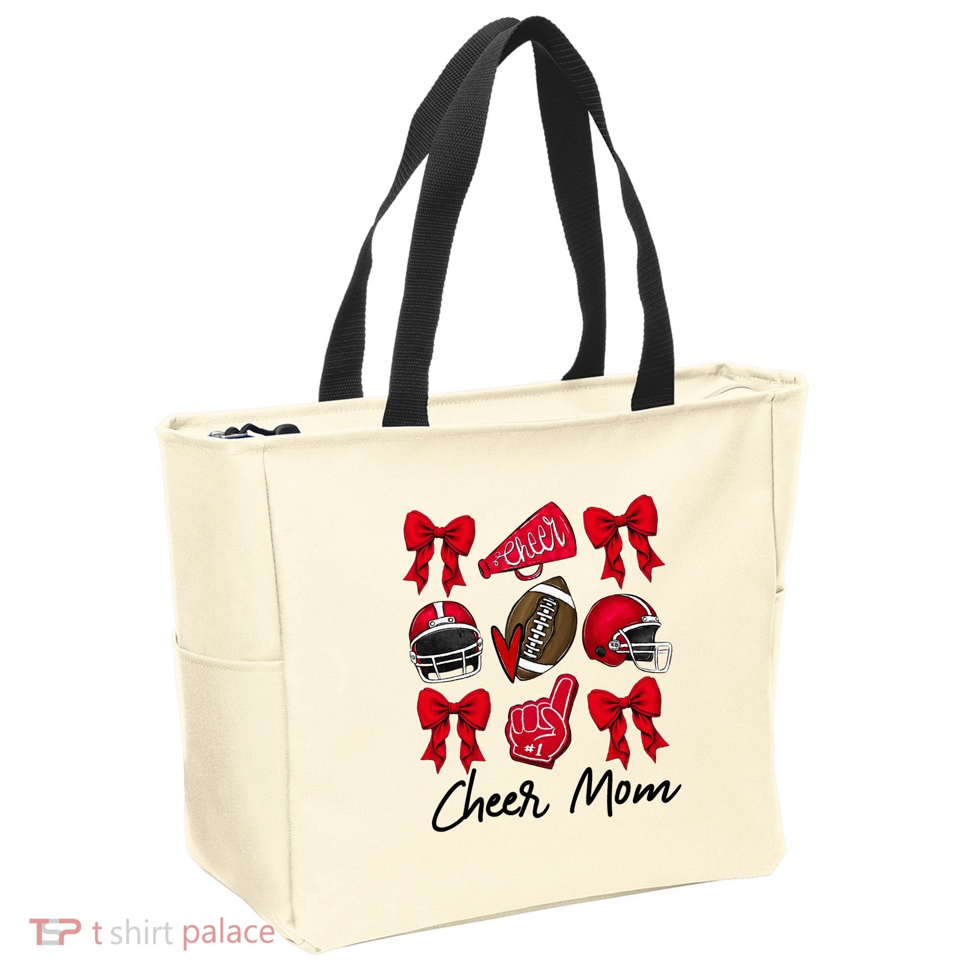 Football Coquette Bow Cheer Mom Red Tote Bag