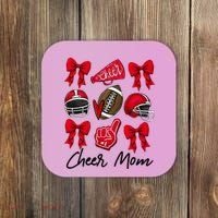 Football Coquette Bow Cheer Mom Red Coaster thumb 0