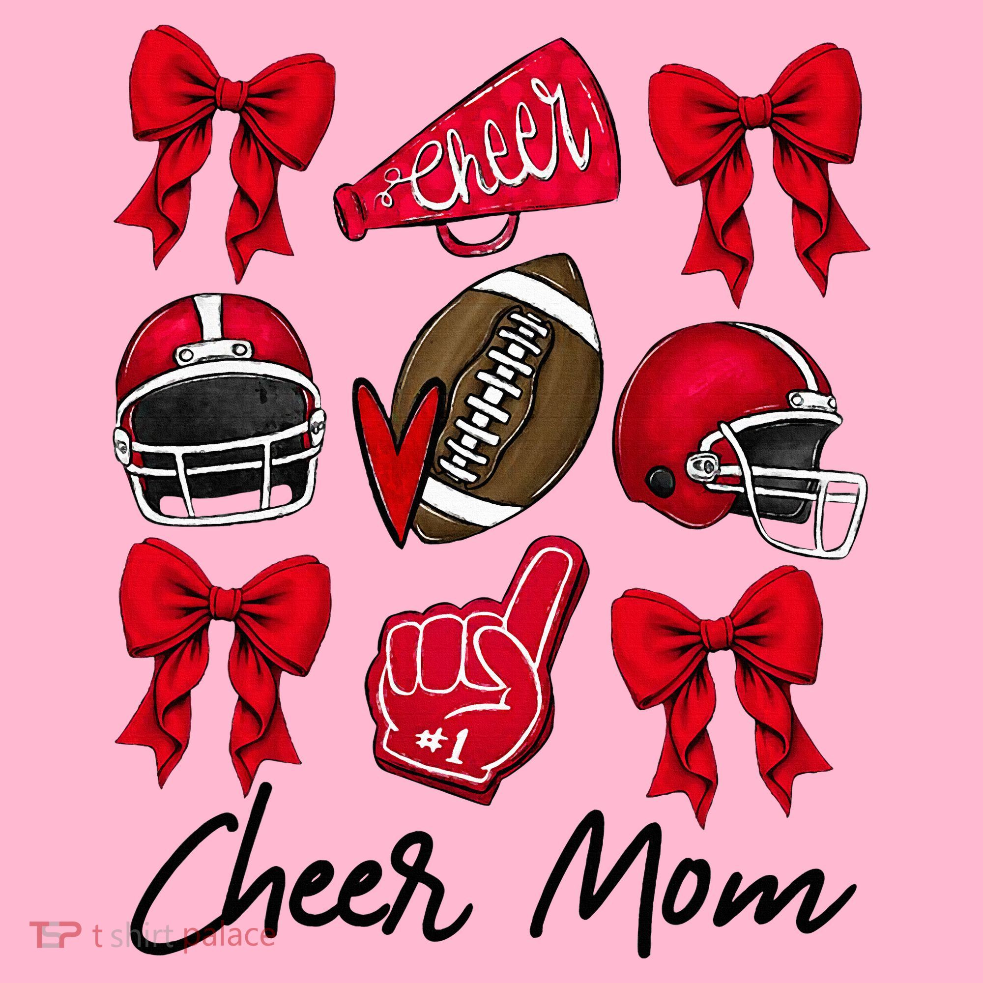 Football Coquette Bow Cheer Mom Red Coaster