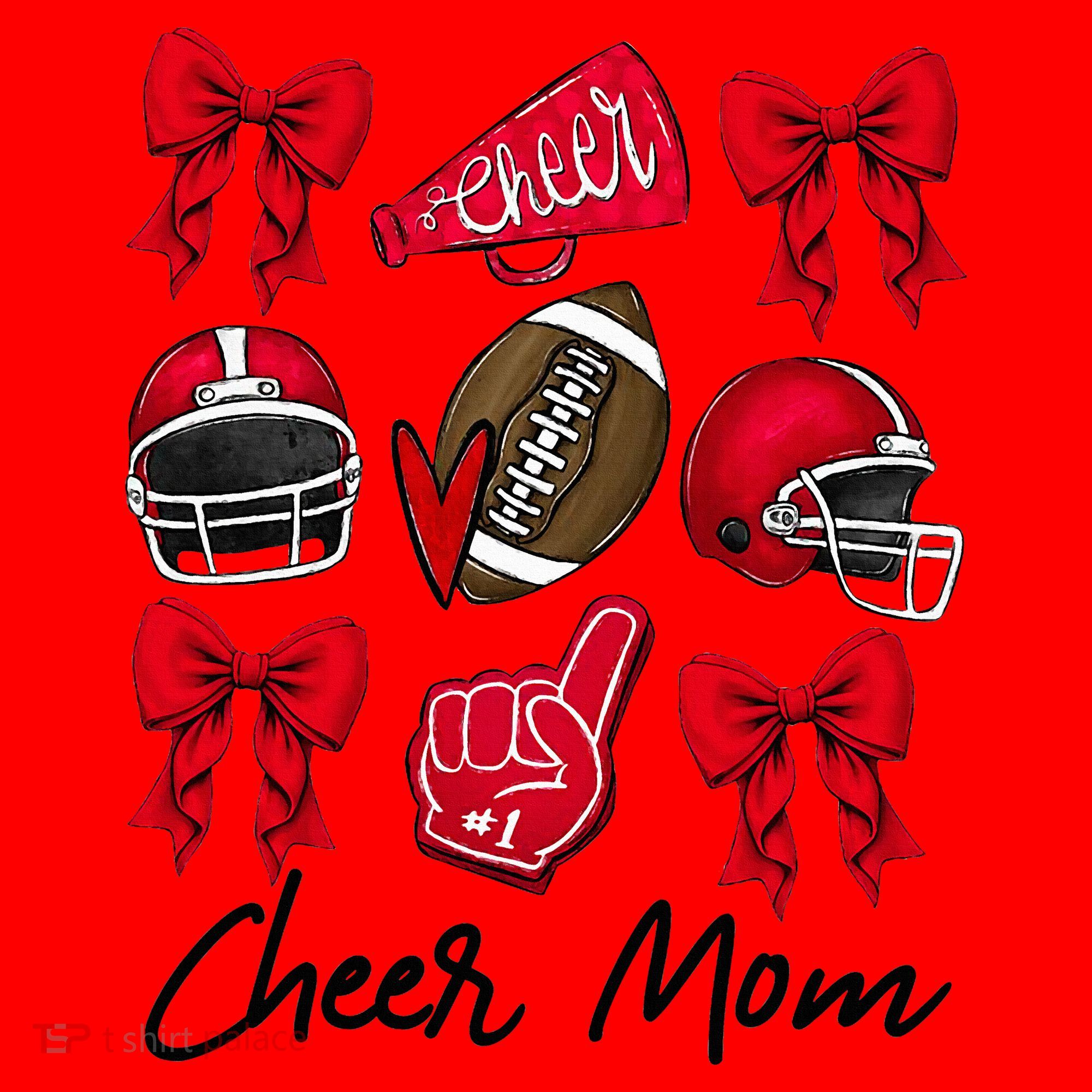 Football Coquette Bow Cheer Mom Red Santa Hat