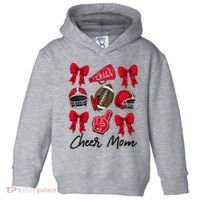 Football Coquette Bow Cheer Mom Red Toddler Hoodie thumb 0