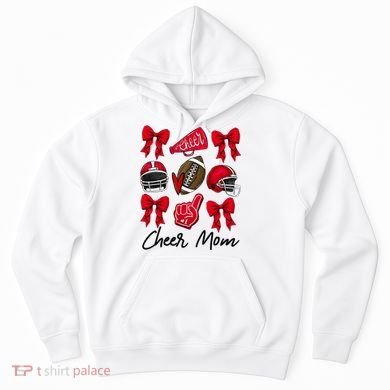 Football Coquette Bow Cheer Mom Red Hoodie