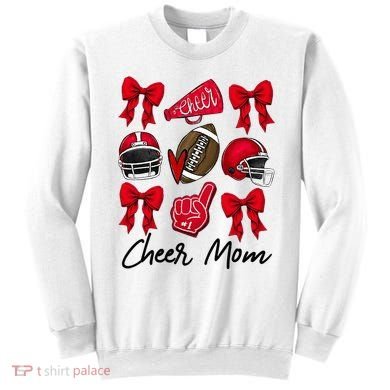 Football Coquette Bow Cheer Mom Red Sweatshirt