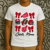 Football Coquette Bow Cheer Mom Red T-Shirt thumb 3