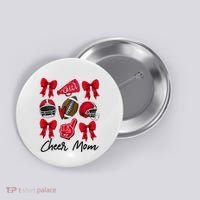 Football Coquette Bow Cheer Mom Red Button thumb 0