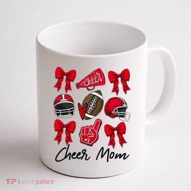 Football Coquette Bow Cheer Mom Red Coffee Mug back
