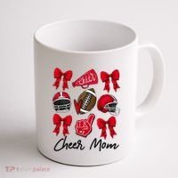 Football Coquette Bow Cheer Mom Red Coffee Mug thumb 1