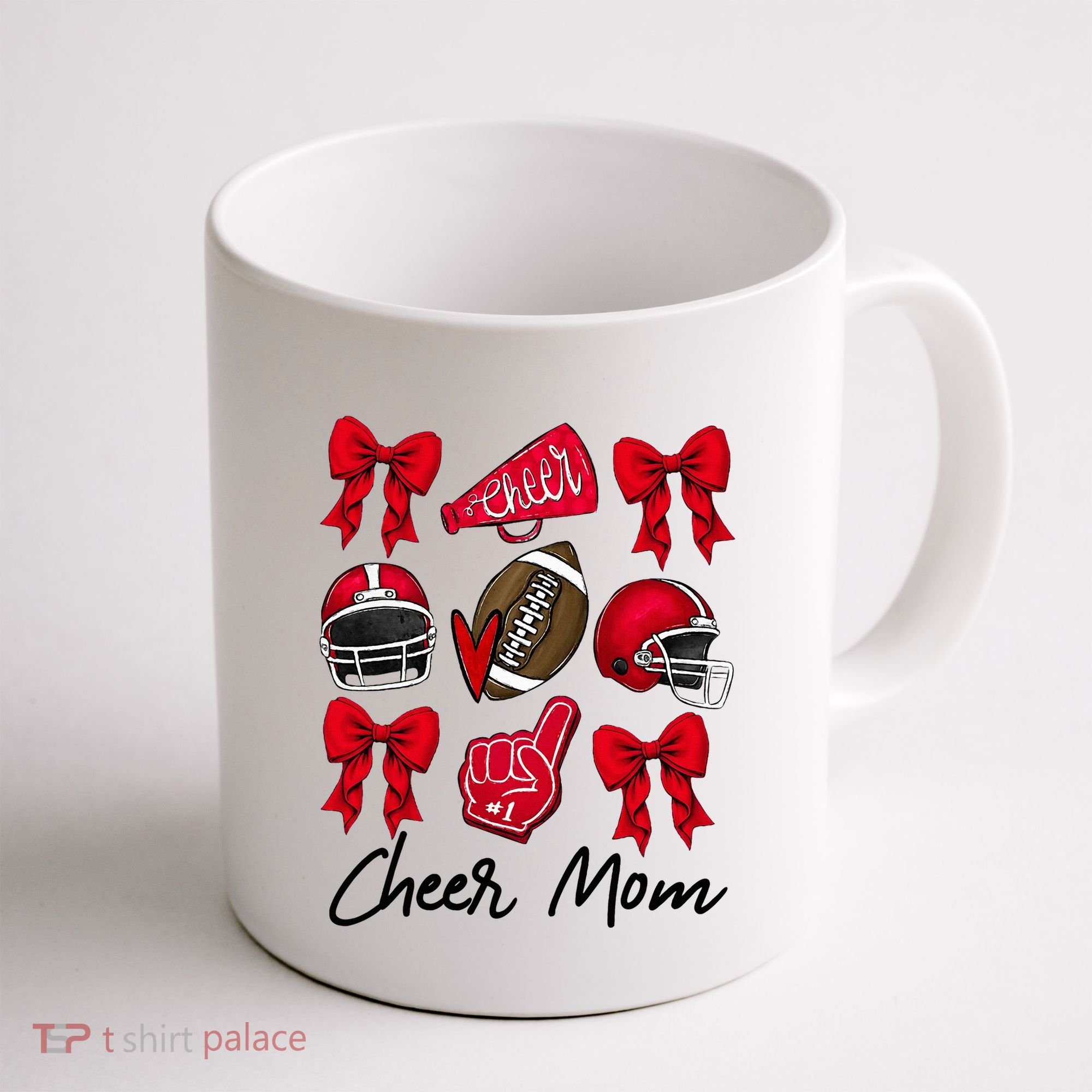 Football Coquette Bow Cheer Mom Red Coffee Mug