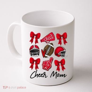 Football Coquette Bow Cheer Mom Red Coffee Mug