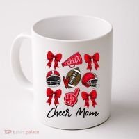 Football Coquette Bow Cheer Mom Red Coffee Mug thumb 0