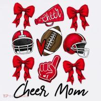 Football Coquette Bow Cheer Mom Red Women's Hoodie thumb 2