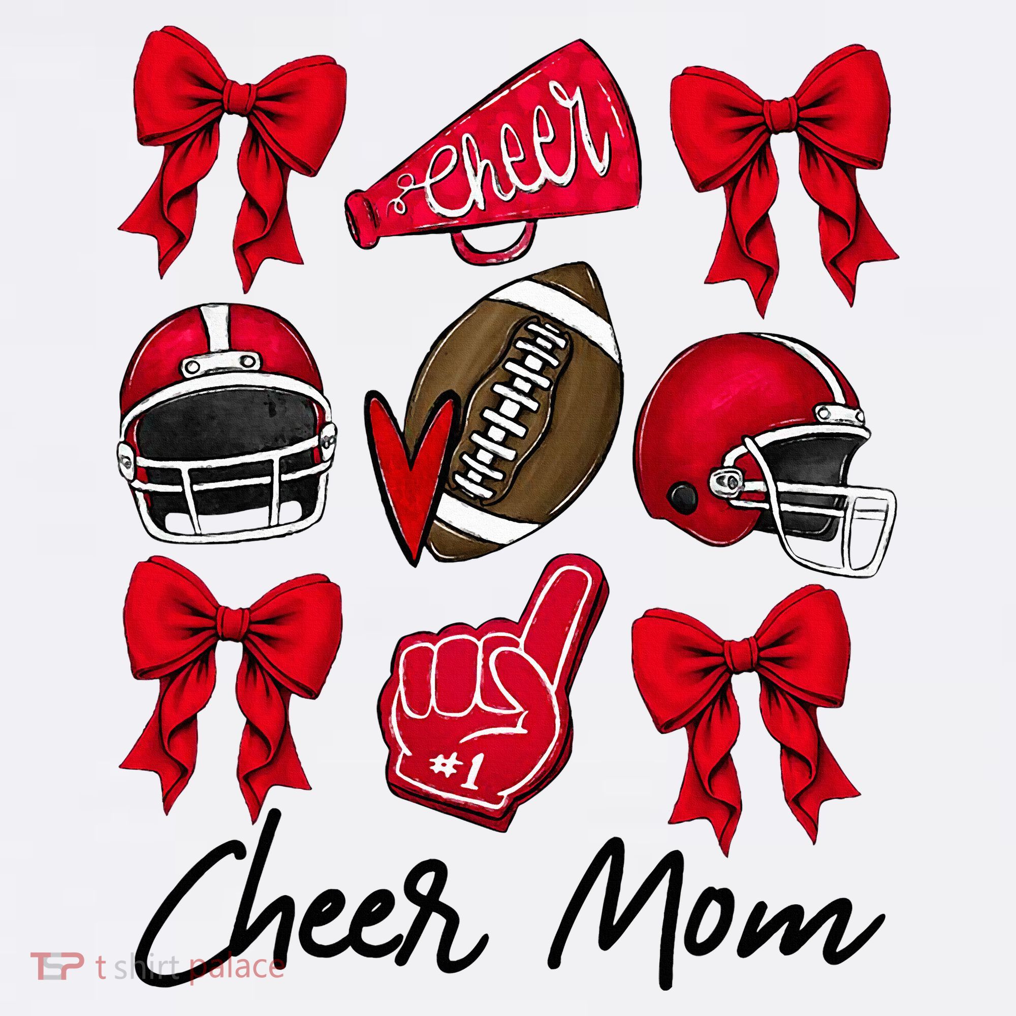 Football Coquette Bow Cheer Mom Red Women's Hoodie