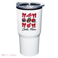 Football Coquette Bow Cheer Mom Red Tumbler thumb 0