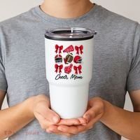 Football Coquette Bow Cheer Mom Red Tumbler thumb 2