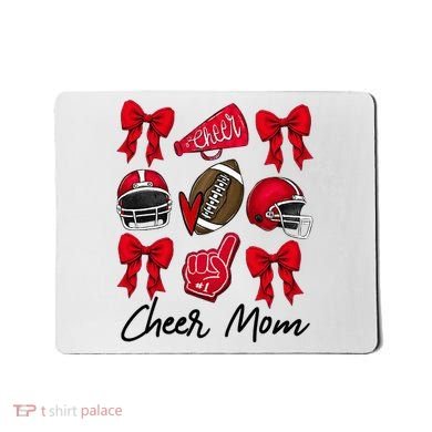 Football Coquette Bow Cheer Mom Red Mousepad