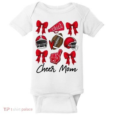 Football Coquette Bow Cheer Mom Red Baby Bodysuit
