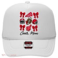 Football Coquette Bow Cheer Mom Red Hat thumb 0