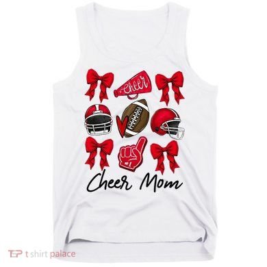 Football Coquette Bow Cheer Mom Red Tank Top
