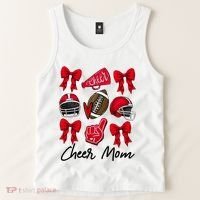 Football Coquette Bow Cheer Mom Red Tank Top thumb 2
