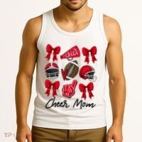 Football Coquette Bow Cheer Mom Red Tank Top thumb 3