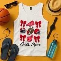 Football Coquette Bow Cheer Mom Red Tank Top thumb 4