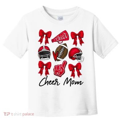 Football Coquette Bow Cheer Mom Red Toddler T-Shirt