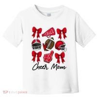 Football Coquette Bow Cheer Mom Red Toddler T-Shirt thumb 0