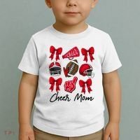 Football Coquette Bow Cheer Mom Red Toddler T-Shirt thumb 2