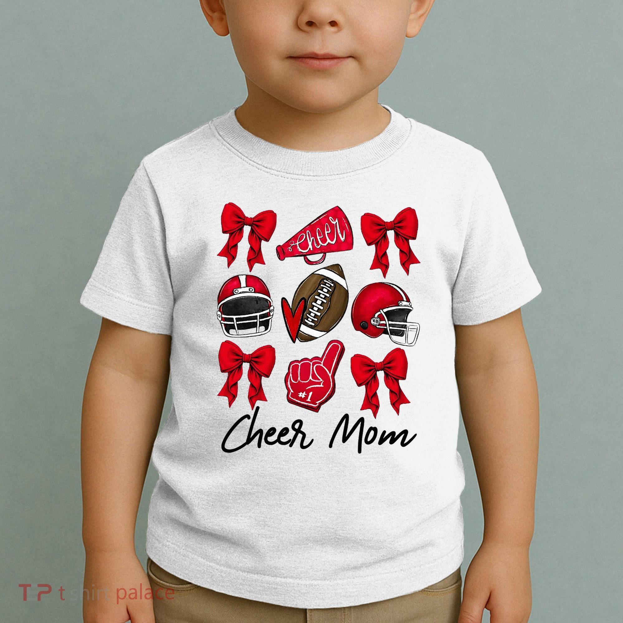 Football Coquette Bow Cheer Mom Red Toddler T-Shirt
