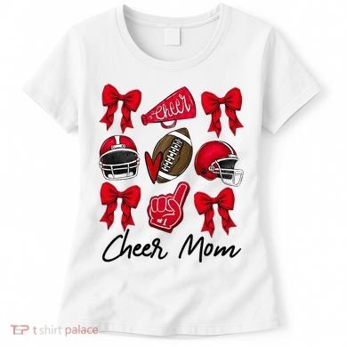 Football Coquette Bow Cheer Mom Red Women's T-Shirt