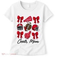 Football Coquette Bow Cheer Mom Red Women's T-Shirt thumb 0