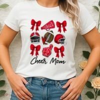 Football Coquette Bow Cheer Mom Red Women's T-Shirt thumb 2