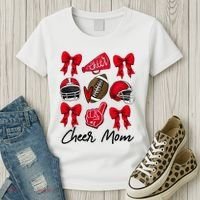 Football Coquette Bow Cheer Mom Red Women's T-Shirt thumb 3