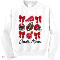 Football Coquette Bow Cheer Mom Red Kids Sweatshirt thumb 0