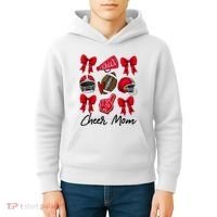 Football Coquette Bow Cheer Mom Red Kids Hoodie thumb 4