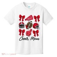 Football Coquette Bow Cheer Mom Red Kids T-Shirt thumb 0