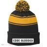 Funny Code Blooded Software Engineer Programmer Stripe Pom Pom Beanie