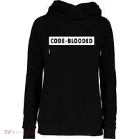 Funny Code Blooded Software Engineer Programmer Womens Funnel Neck Pullover Hood thumb 0