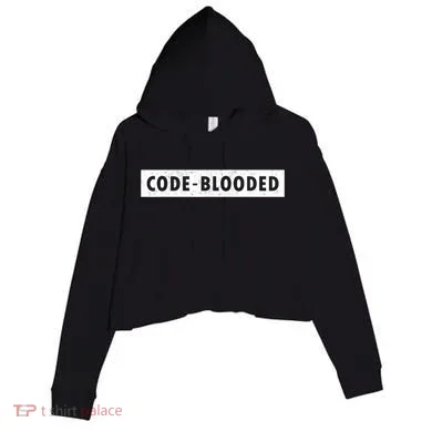 Funny Code Blooded Software Engineer Programmer Crop Fleece Hoodie