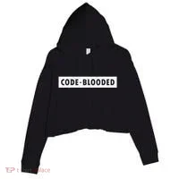 Funny Code Blooded Software Engineer Programmer Crop Fleece Hoodie thumb 0