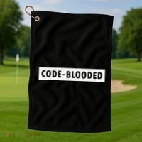 Funny Code Blooded Software Engineer Programmer Golf Towel thumb 1