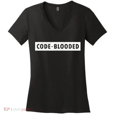 Funny Code Blooded Software Engineer Programmer Women's V-Neck T-Shirt