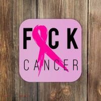 Fuck Cancer Breast Cancer Awareness Retro Distressed Coaster thumb 0