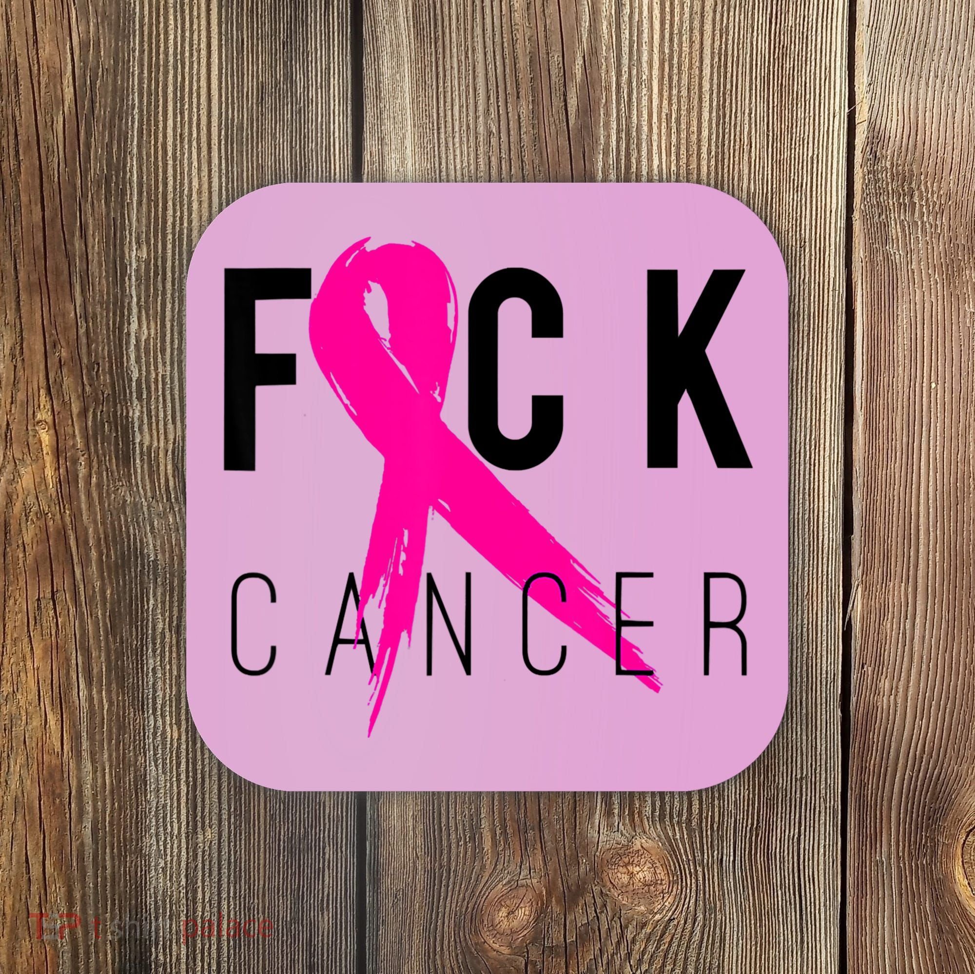 Fuck Cancer Breast Cancer Awareness Retro Distressed Coaster