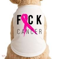 Fuck Cancer Breast Cancer Awareness Retro Distressed Doggie Tank thumb 0