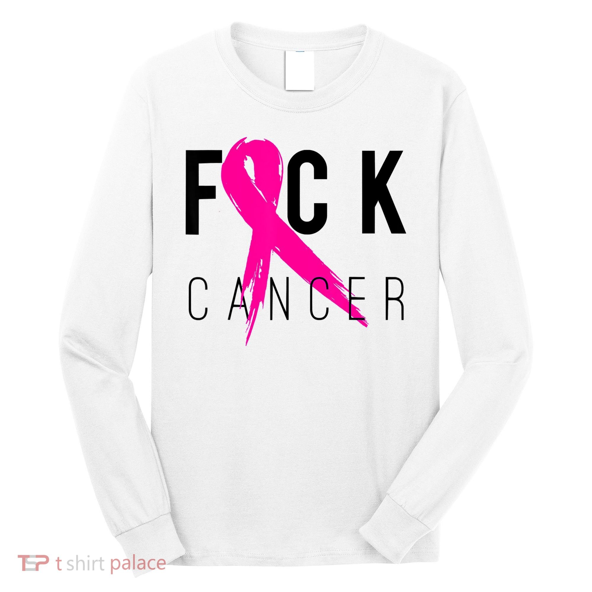 Fuck Cancer Breast Cancer Awareness Retro Distressed Long Sleeve Shirt
