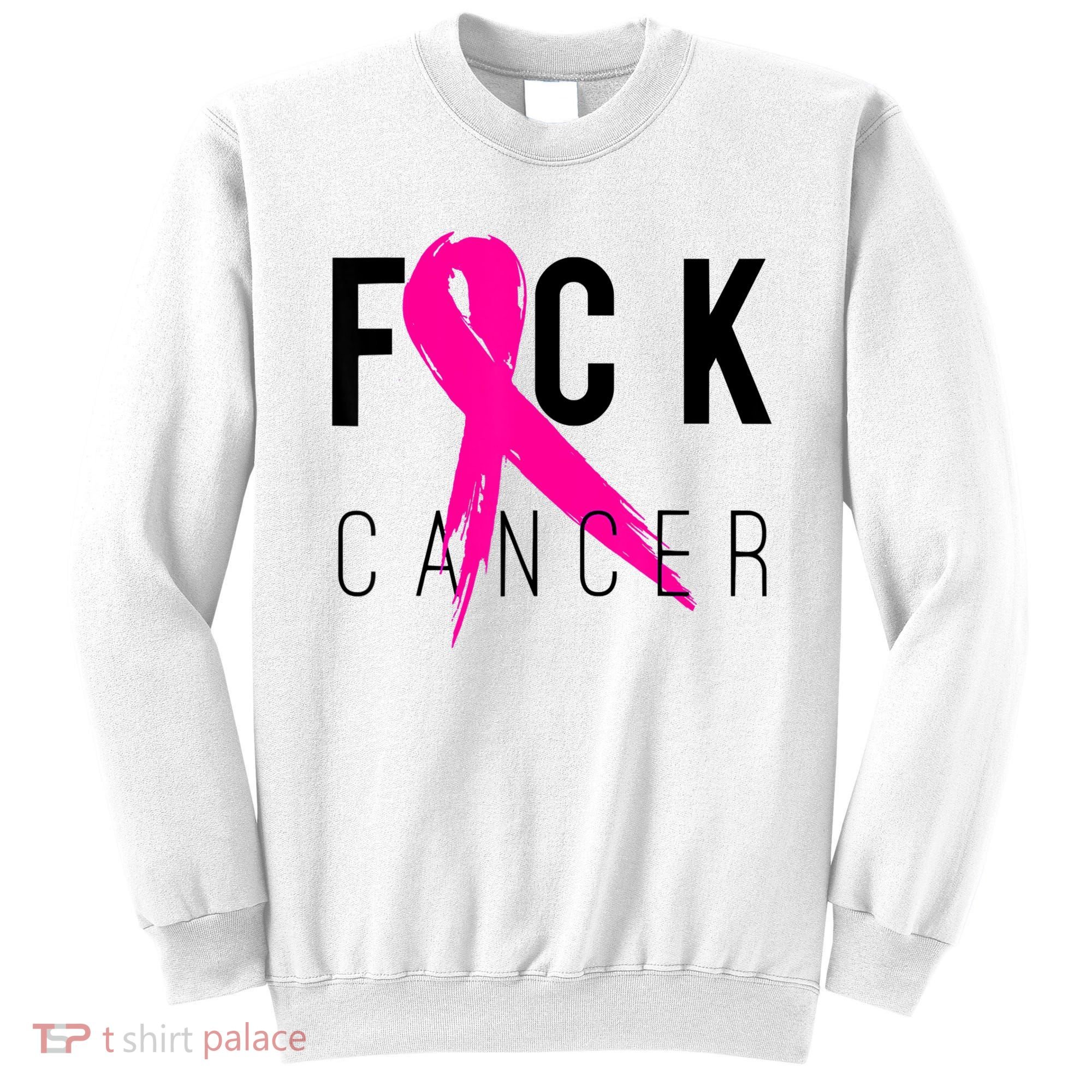Fuck Cancer Breast Cancer Awareness Retro Distressed Sweatshirt
