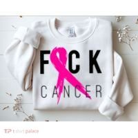 Fuck Cancer Breast Cancer Awareness Retro Distressed Sweatshirt thumb 2