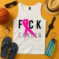 Fuck Cancer Breast Cancer Awareness Retro Distressed Tank Top thumb 4